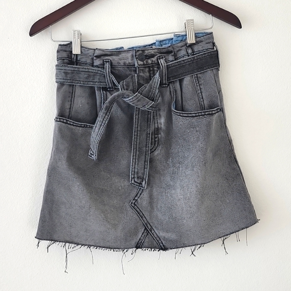 Free People East Of Eden Paperbag Waist denim Mini skirt Western Boho Festival - Picture 4 of 7